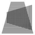 3D moire grid mesh. Tilted, skew intersecting lines pattern vector