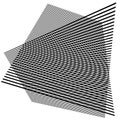 3D moire grid mesh. Tilted, skew intersecting lines pattern vector