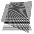 3D moire grid mesh. Tilted, skew intersecting lines pattern vector