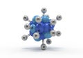 3d molecular structure of a blue carbon atom surrounded by hydrogen atoms Royalty Free Stock Photo