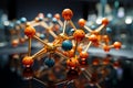 3D molecule model in a scientific setting, a captivating science background