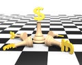 3D money chess with golden dollar currency king Royalty Free Stock Photo