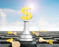 3D money chess with golden dollar currency king Royalty Free Stock Photo