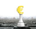 3D money chess of golden euro currency Royalty Free Stock Photo