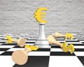 3D money chess with golden euro currency king Royalty Free Stock Photo