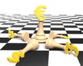 3D money chess with golden euro currency king Royalty Free Stock Photo