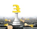 3D money chess with golden pound currency king Royalty Free Stock Photo