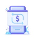 3D Money exchange icon on Phone. Concept of currency exchange or cash back. Money conversion. Dollar icon