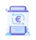 3D Money exchange icon on Phone. Concept of currency exchange or cash back. Money conversion. Euro icon. Royalty Free Stock Photo