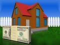 3d money over grass and fence Royalty Free Stock Photo