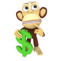 3d monkey with dollar sign