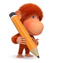 3D monkey with a pencil