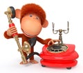 3d monkey with phone