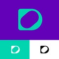D monogram. Original letter D with ellipse. Icon for app, internet, online docs.