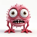 Humorous 3d Cyclops Monster With Pink And Yellow Smirk Royalty Free Stock Photo