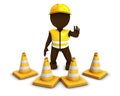 3D Morph Man Builder with Caution Cones Royalty Free Stock Photo