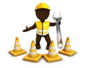 3D Morph Man Builder with Caution Cones Royalty Free Stock Photo