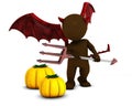 3D Morph Man Daemon with pumpkins Royalty Free Stock Photo