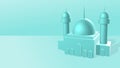 3D Mosque illustration with torque green color tone. Template for Islam celebration and greeting card.