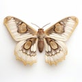 3d Moth On White Background: Dark Bronze And Light Beige Style