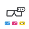 3d movie glasses. Line icon. Flat design.