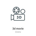 3d movie outline vector icon. Thin line black 3d movie icon, flat vector simple element illustration from editable cinema concept Royalty Free Stock Photo