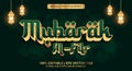 3d mubarak al fitr text effect editable text style. Vector illustration