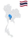 Location of Samut Prakan Province on map Thailand. 3d Samut Prakan flag map marker location pin. Quality map with Provinces of T