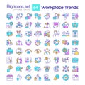 2D multicolor big linear icons set for workplace trends Royalty Free Stock Photo
