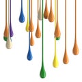 3D multicolor colorful glossy paint drop blobs