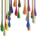 3D multicolor colorful glossy paint drop blobs