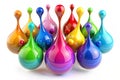 3D Multicolor Colorful Glossy Paint Drop Blobs Isolated on White Royalty Free Stock Photo