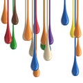 3D multicolor colorful glossy paint drop blobs