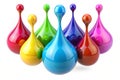 3D multicolor colorful glossy paint drop blobs isolated on white