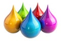 3D multicolor colorful glossy paint drop blobs isolated on white