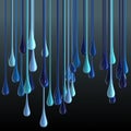 3D multicolor glossy paint drop blobs on black background