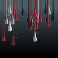 3D multicolor glossy paint drop blobs on black background Royalty Free Stock Photo