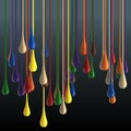 3D multicolor glossy paint drop blobs on black background Royalty Free Stock Photo