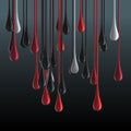 3D multicolor glossy paint drop blobs on black background Royalty Free Stock Photo