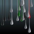 3D multicolor glossy paint drop blobs on black background Royalty Free Stock Photo