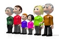 3D multigenerational family - parents, children, grandparents