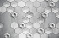 3d mural Abstract grayscale metal silver hexagon pattern design background wallpaper 3d metal wallpaper.