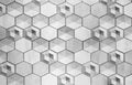 3d mural Abstract grayscale metal silver hexagon pattern design background wallpaper 3d metal wallpaper. Royalty Free Stock Photo