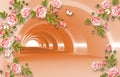 3d mural illustration empty space background with branches flowers , decorative wallpaper