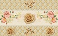 3d mural illustration wallpaper with golden jewelry and flowers . leather background