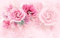 3d mural wallpaper abstract background with rose and white and flowers