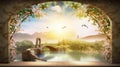 3d mural wallpaper Beautiful view of landscape background Royalty Free Stock Photo