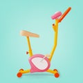 3d Muscle Exercise Bike Cartoon Style. Vector