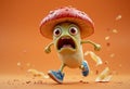 3D mushroom fleeing danger Royalty Free Stock Photo