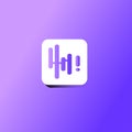 3d music app icon illustration at blue background